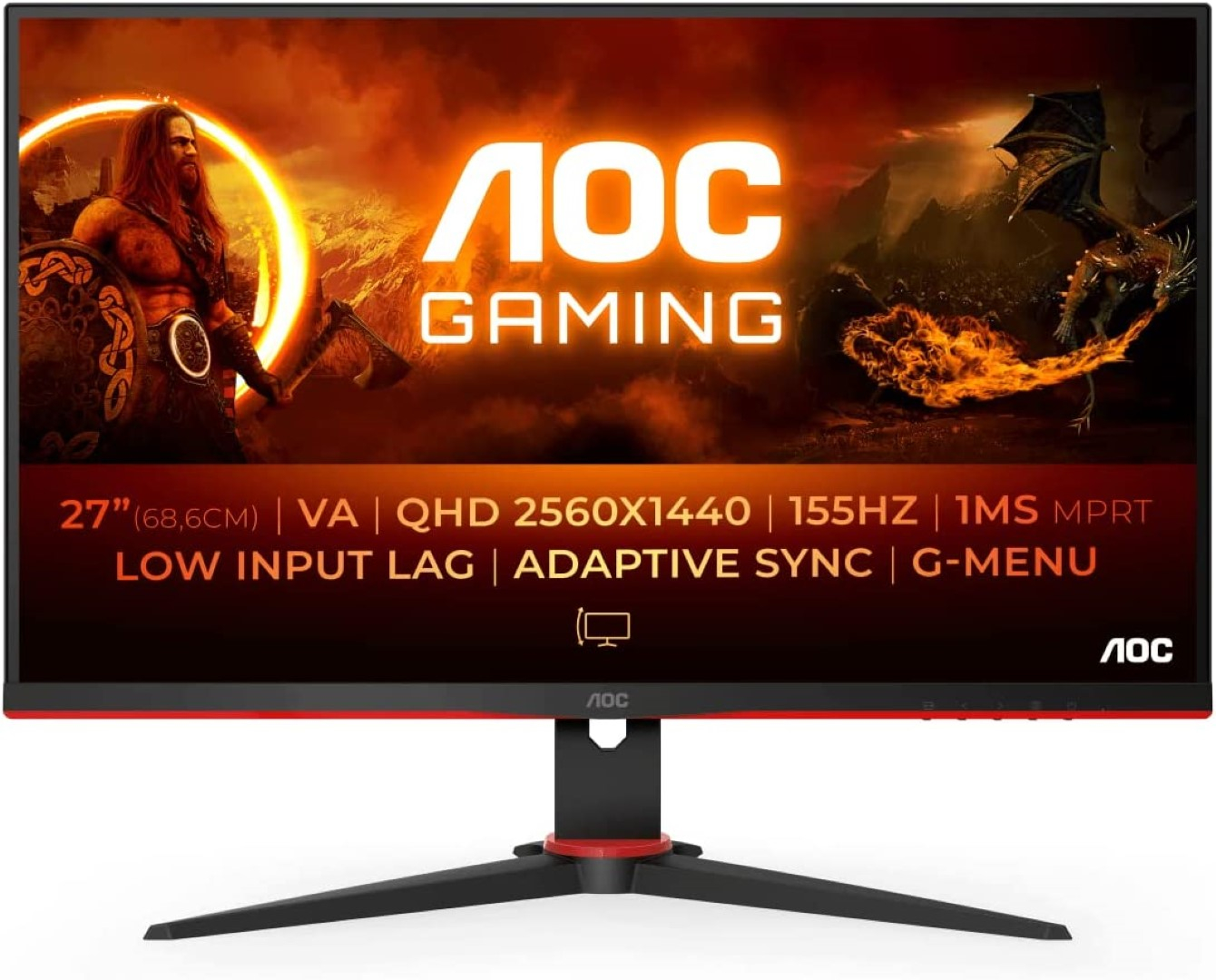 Monitor AOC 27" Q27G2E/BK, QHD,VA,1ms,155Hz