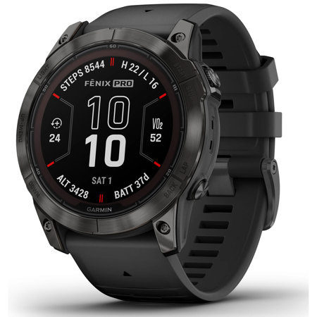 Pametni Outdoor sat Garmin Fenix 7 PRO SOLAR Saphire Carbon Gray DLC Titanium crni remen