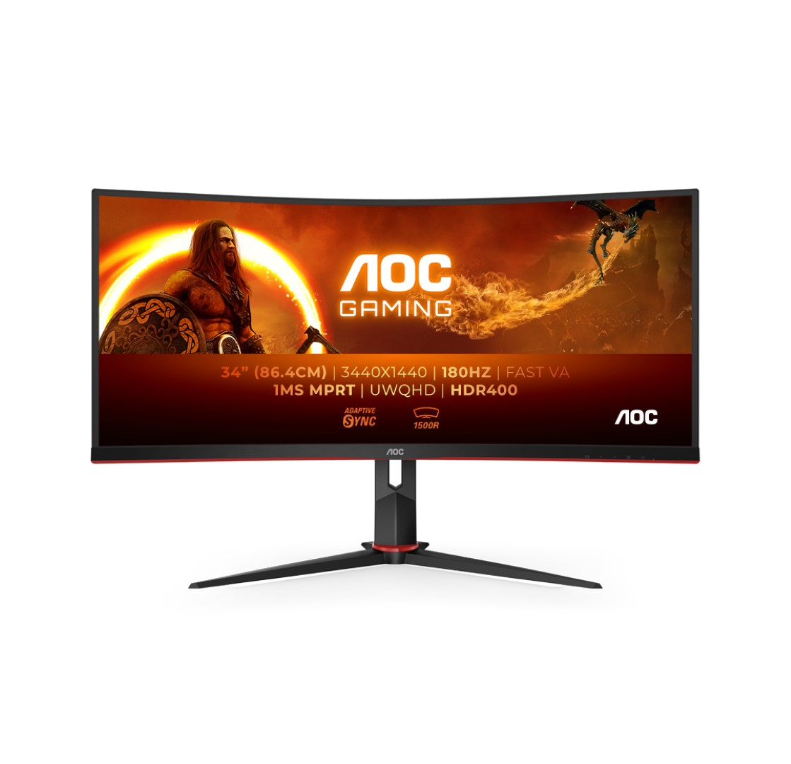Monitor 34" AOC CU34G2XP, WQHD, VA, 180Hz, zakrivljeni