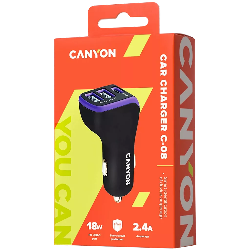 Adapter za auto Canyon C-08 Black/Purple