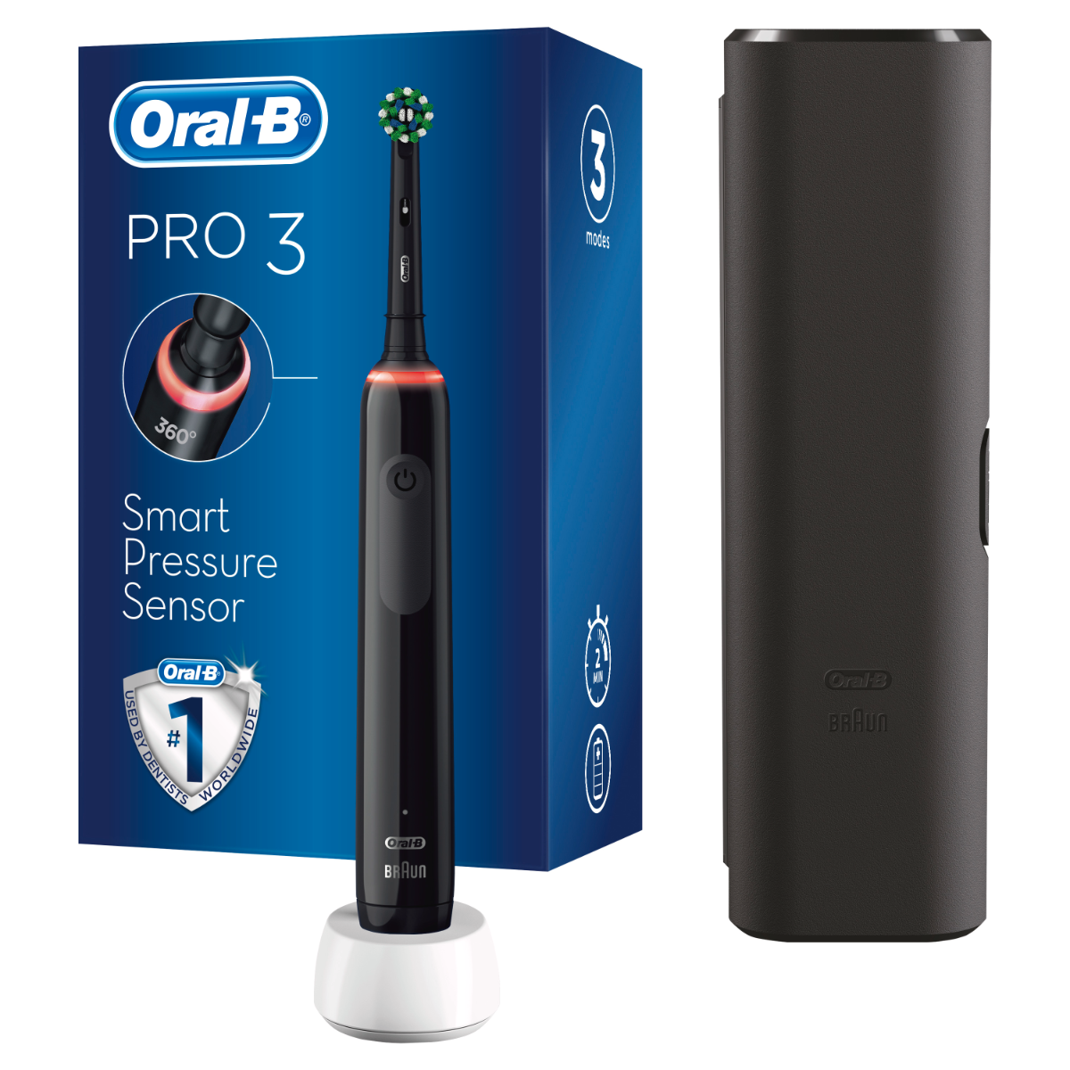 Četkica za zube OralB PRO 3 3500 BLACK CROSS ACTION + TRAVEL CASE