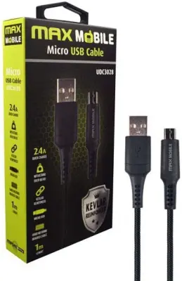 MM Data kabel micro USB KEVLAR BLACK 2.4A QC 1m