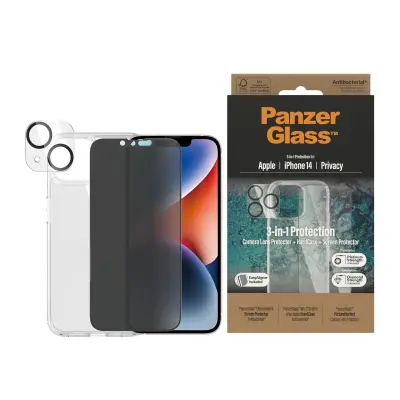 PanzerGlass Bundle iPhone 14 3u1 - Privacy staklo, okvir za mobitel i kameru