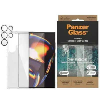 PanzerGlass Bundle Galaxy S23 Ultra 3u1 - staklo, okvir za mobitel i kameru