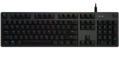 Tipkovnica Logitech G512, gaming, LIGHTSYNC RGB, mehanička-GX Brown, žičana, aluminijska, crna