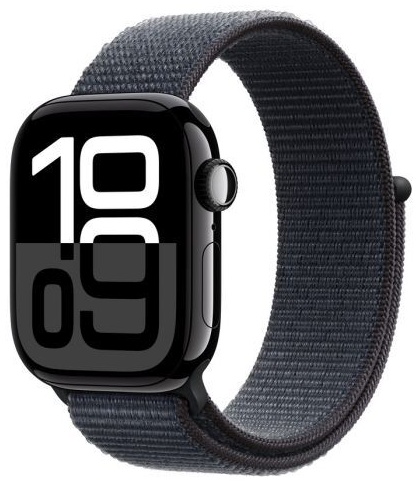Apple Watch Series 10 GPS 42mm Jet black aluminium case with Ink sport loop