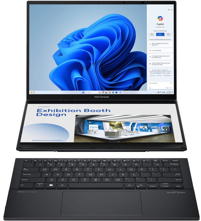 Laptop ASUS Zenbook Duo OLED, UX8406MA-QL056W, 14" FHD OLED Touch 60Hz, Intel Core Ultra 7 16C, 16GB RAM, 1TB SSD, Intel Arc Graphics, W11H