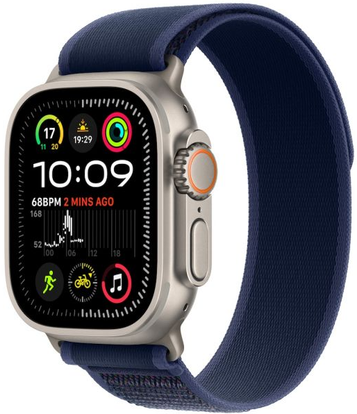 Apple Watch Ultra2 v2 Cellular 49mm Natural Titanium Case with Blue Trail Loop - M/L