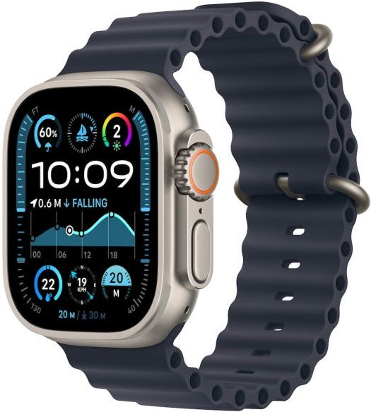Apple Watch Ultra2 v2 Cellular 49mm Natural Titanium Case with Navy Ocean Band