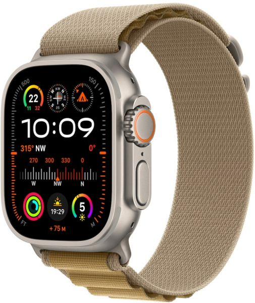 Apple Watch Ultra2 v2 Cellular 49mm Natural Titanium Case with Tan Alpine Loop - Small