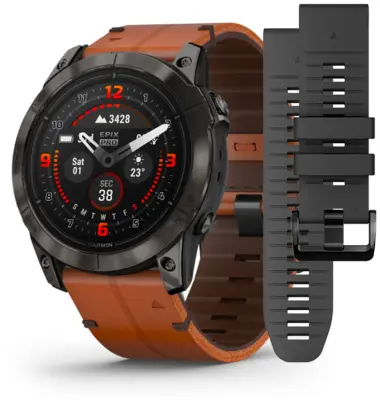 Pametni sat Garmin EPIX PRO g2 51mm Sapphire Carbon Gray DLC Titanium Chestnut leather