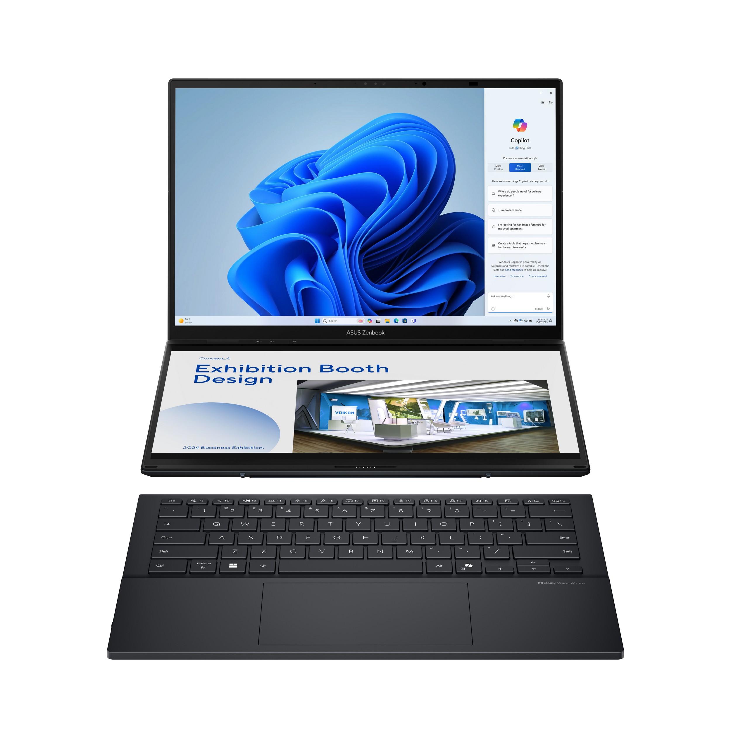 Laptop ASUS Zenbook Duo, UX8406CA-QL077X, 14" FHD OLED Touch 120Hz, Intel Core Ultra 7 16C, 32GB RAM, 1TB SSD, Intel Arc, W11P
