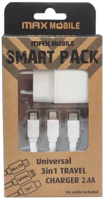 SMART PACK KUĆNI ADAPTER USB TR-219 2.4A+ 3u1 KABEL