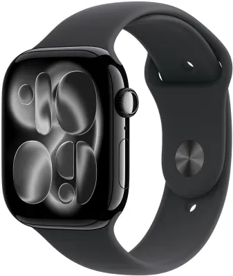 Apple Watch S11 GPS 42mm Jet Black Aluminium Case with Black Sport Band - S/M