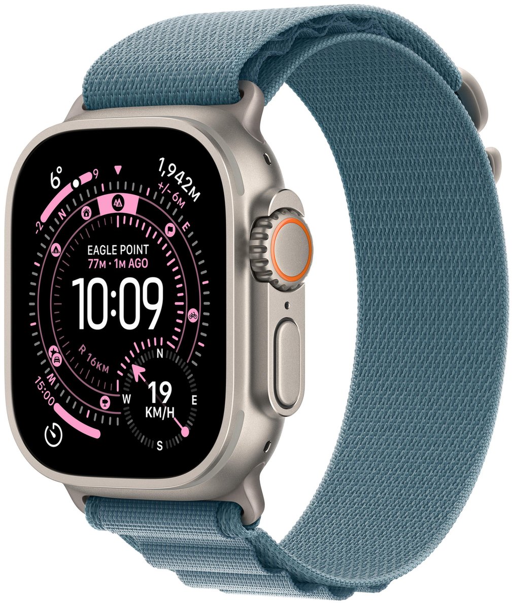Apple Watch Ultra 3 Cellular 49mm Natural Titanium Case with Light Blue Alpine Loop - Large