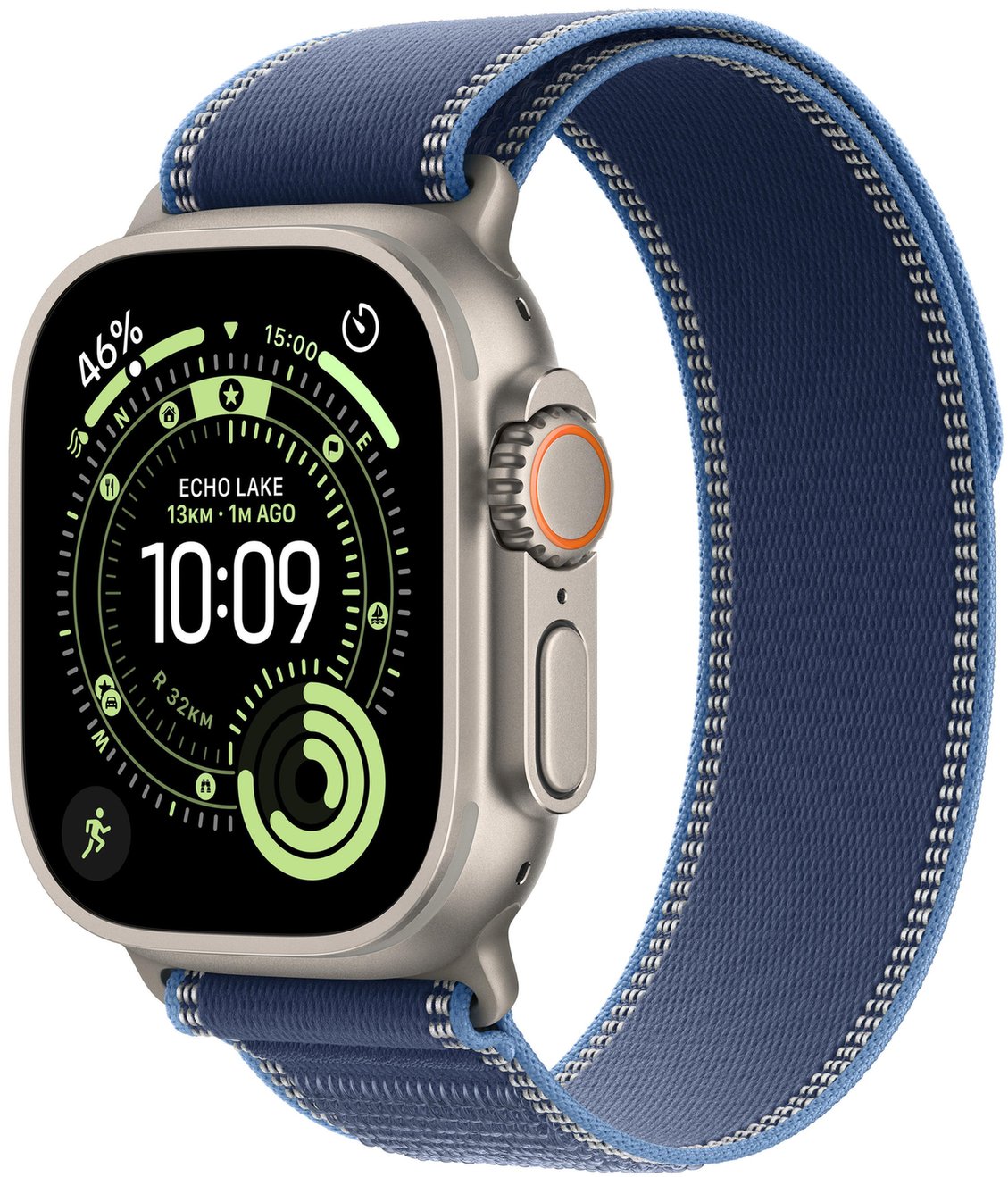 Apple Watch Ultra 3 Cellular 49mm Natural Titanium Case with Blue/Bright Blue Trail Loop - S/M