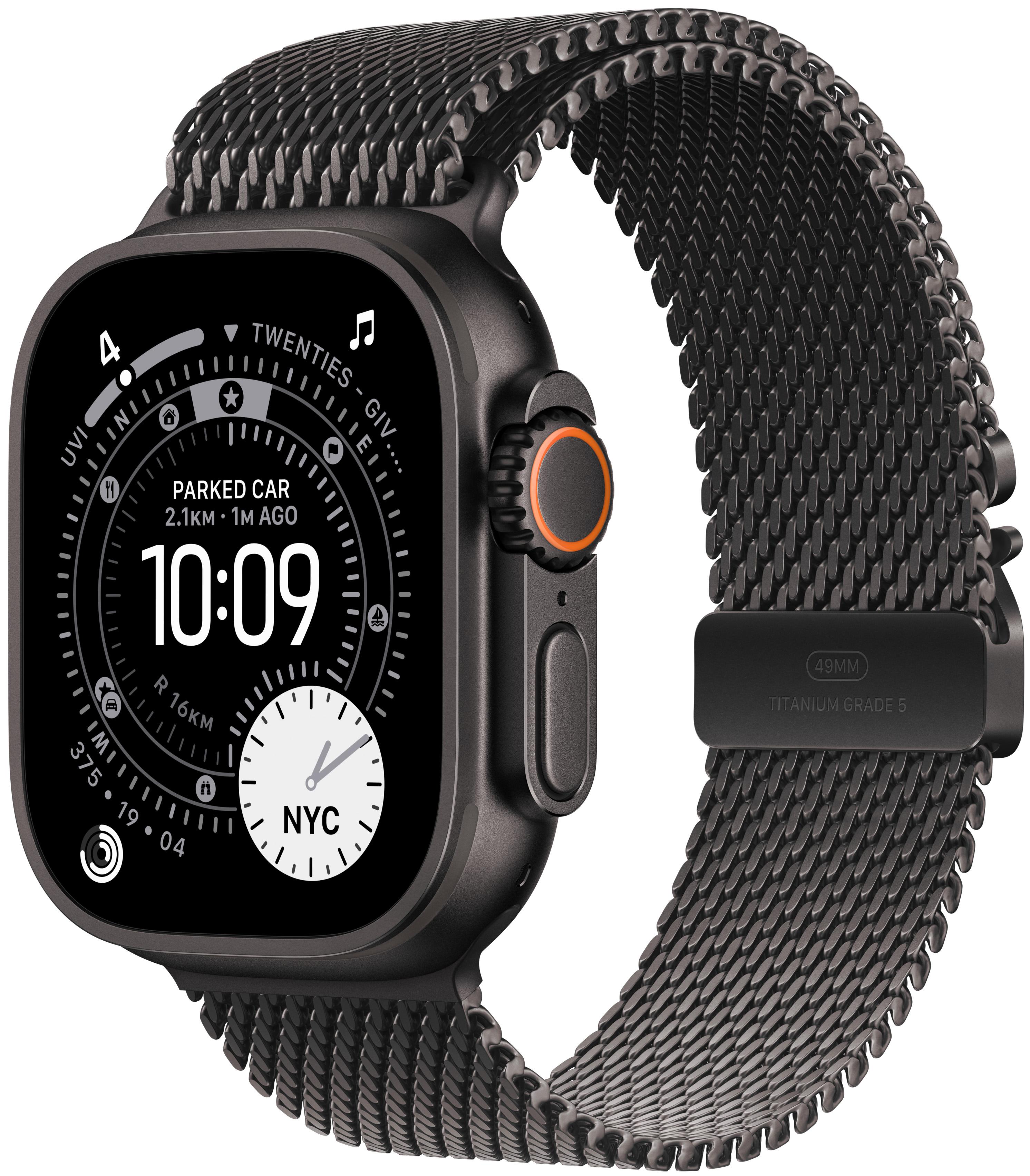 Apple Watch Ultra 3 Cellular 49mm Black Titanium Case with Black Titanium Milanese Loop - Small
