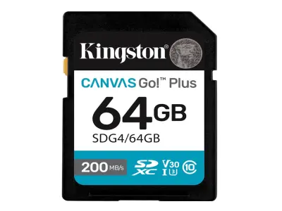 Kingston 64GB SDXC Canvas Go Plus Gen4200MB/s C10 UHS-I U3 V30