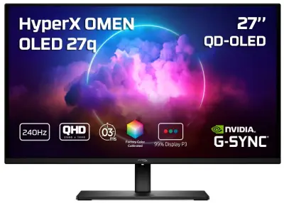 HyperX Gaming Monitor OMEN OLED 27" QHD, 240Hz, 0.03ms, DP, 2xHDMI, HAS, Tilt, Swivel, Pivot, HP Eye Care