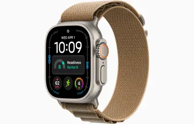 Apple Watch Ultra 4 Cellular 49mm Natural Titanium Case with Desert Alpine Loop - M