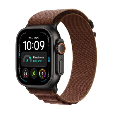 Apple Watch Ultra 4 Cellular 49mm Black Titanium Case with Burgundy Alpine Loop - M