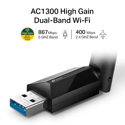 TP-Link Archer T3U Plus adapter, AC1300 WLAN USB